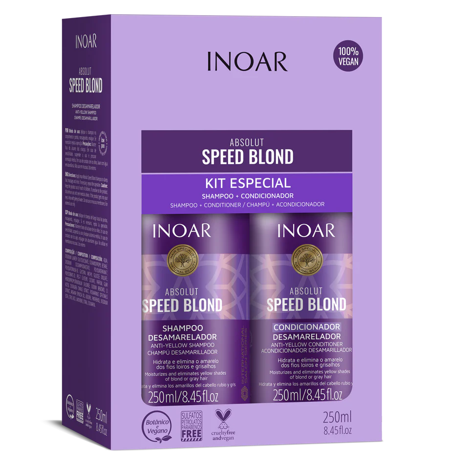INOAR Absolut Speed Blond Duo Kit - priemonių rinkinys šviesiems plaukams, 2x250 ml