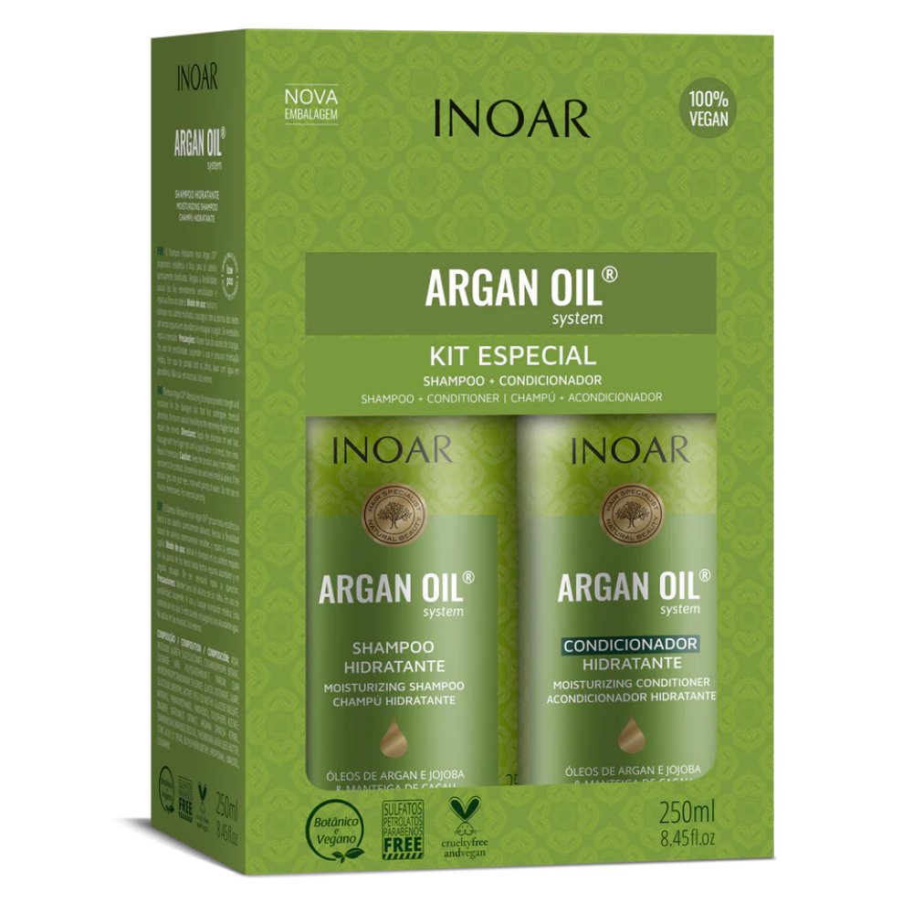 INOAR Argan Oil rinkinys (šampūnas 250 ml+kondicionierius 250 ml) | InHair.lt