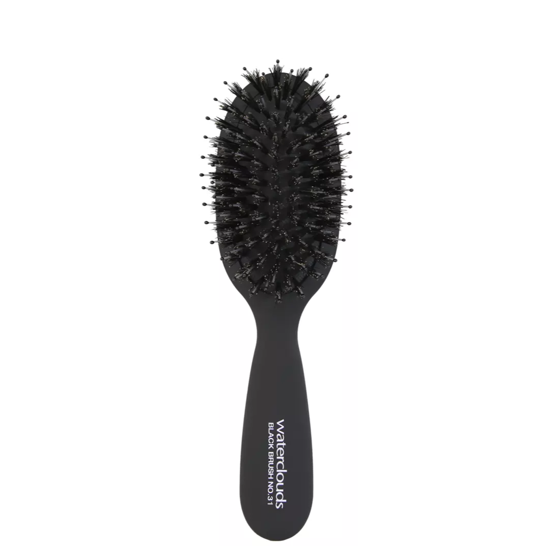 Waterclouds Black Brush Cushion Brush Small kompaktiškas plaukų šepetys su šerno ir nailono šereliais Nr.31