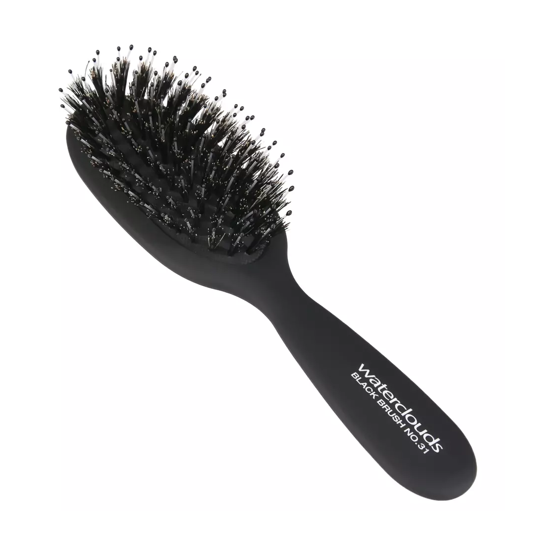 Waterclouds Black Brush Cushion Brush Small kompaktiškas plaukų šepetys su šerno ir nailono šereliais Nr.31