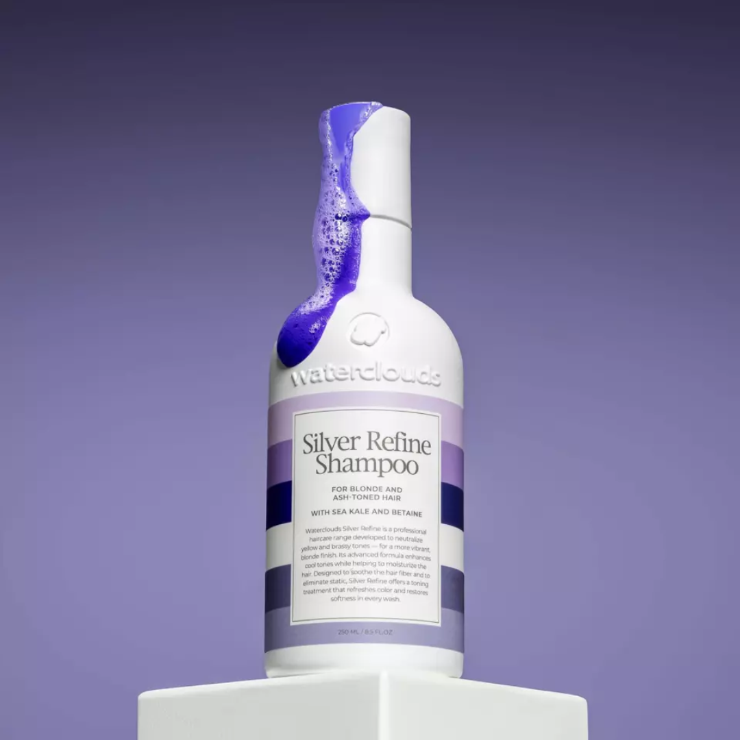 Waterclouds Silver Refine violetinis šampūnas šviesiems plaukams, 250ml
