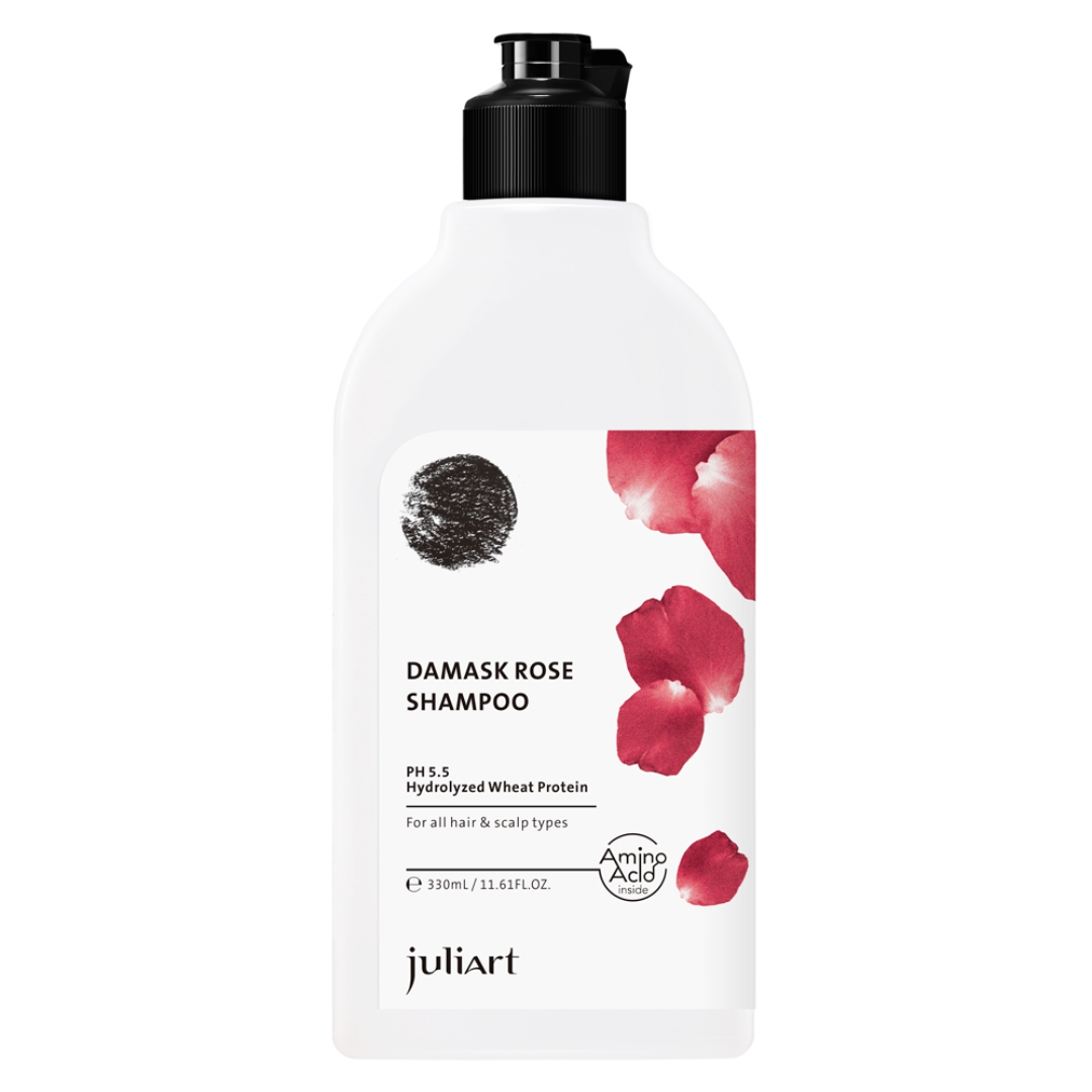 JuliArt Damask Rose plaukus atstatantis šampūnas, 330ml