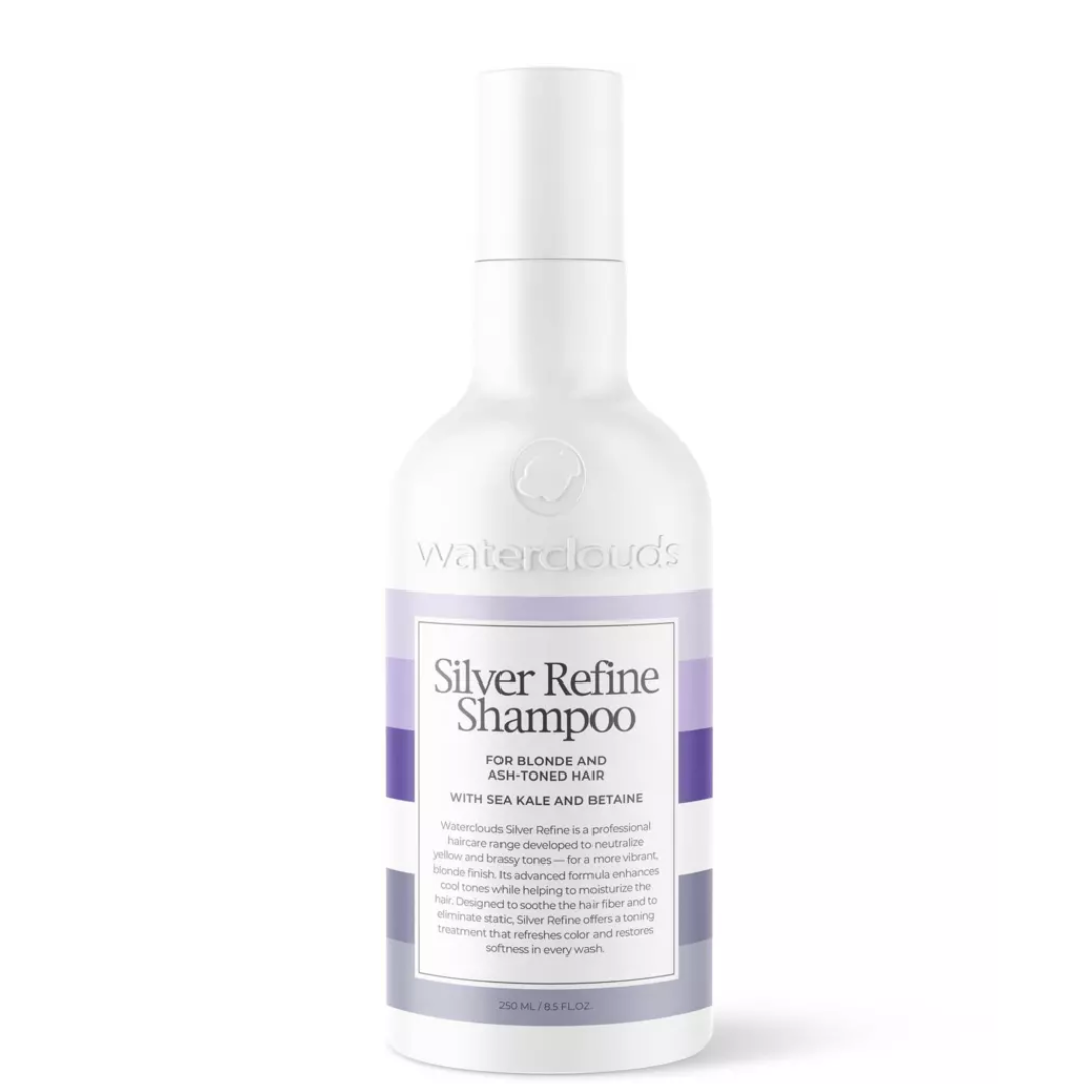 Waterclouds Silver Refine violetinis šampūnas šviesiems plaukams, 250ml
