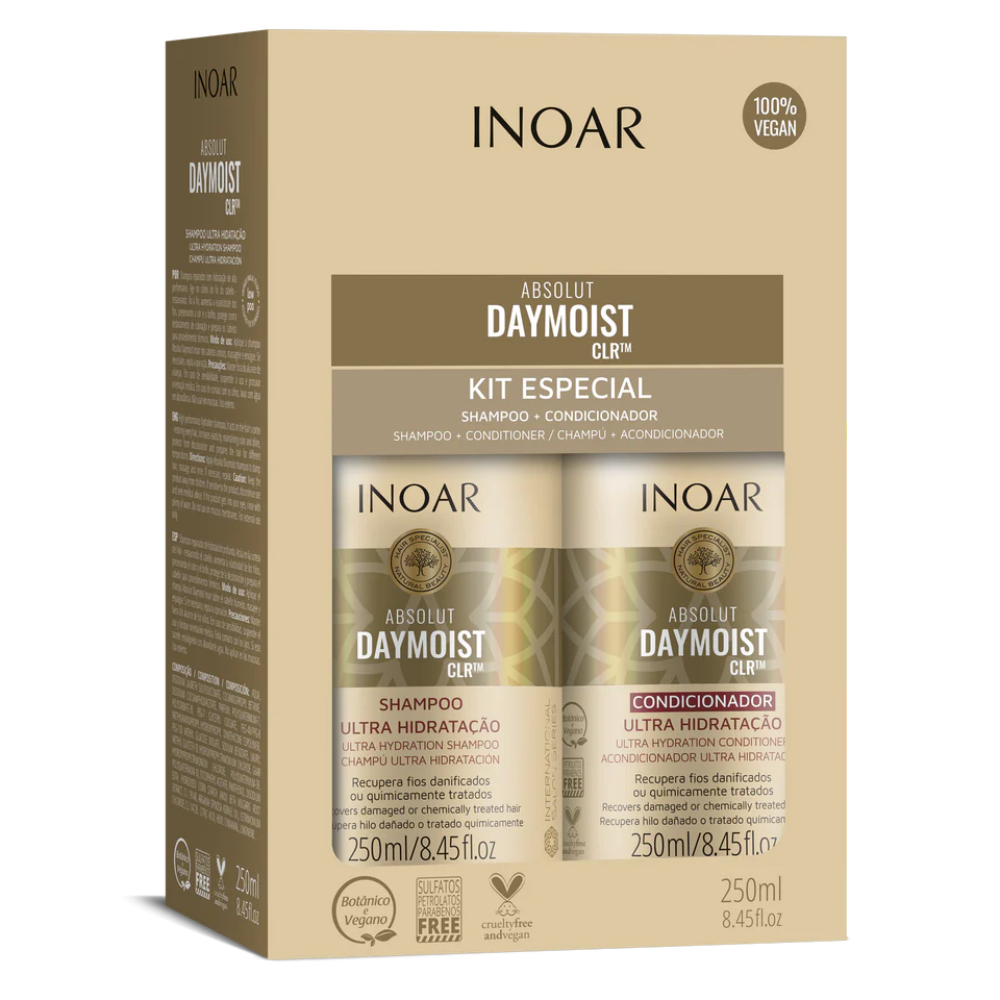 INOAR Absolut Daymoist rinkinys (šampūnas 250 ml.+kondicionierius 250 ml) | InHair.lt