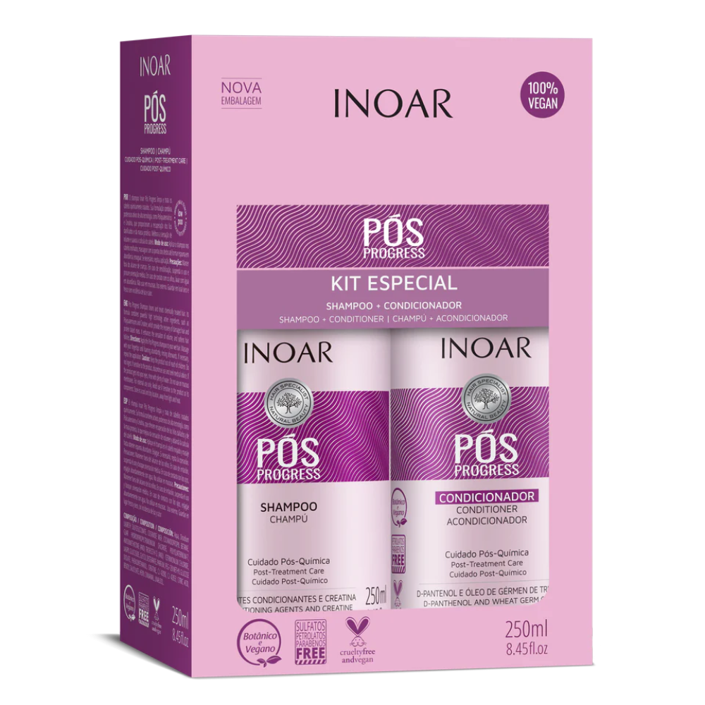 INOAR Pos Progress rinkinys (šampūnas 250 ml+kondicionierius 250 ml) | InHair.lt