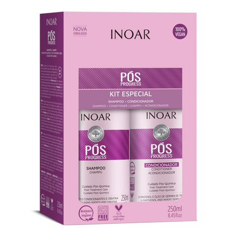 INOAR Pos Progress rinkinys (šampūnas 250 ml+kondicionierius 250 ml) | InHair.lt